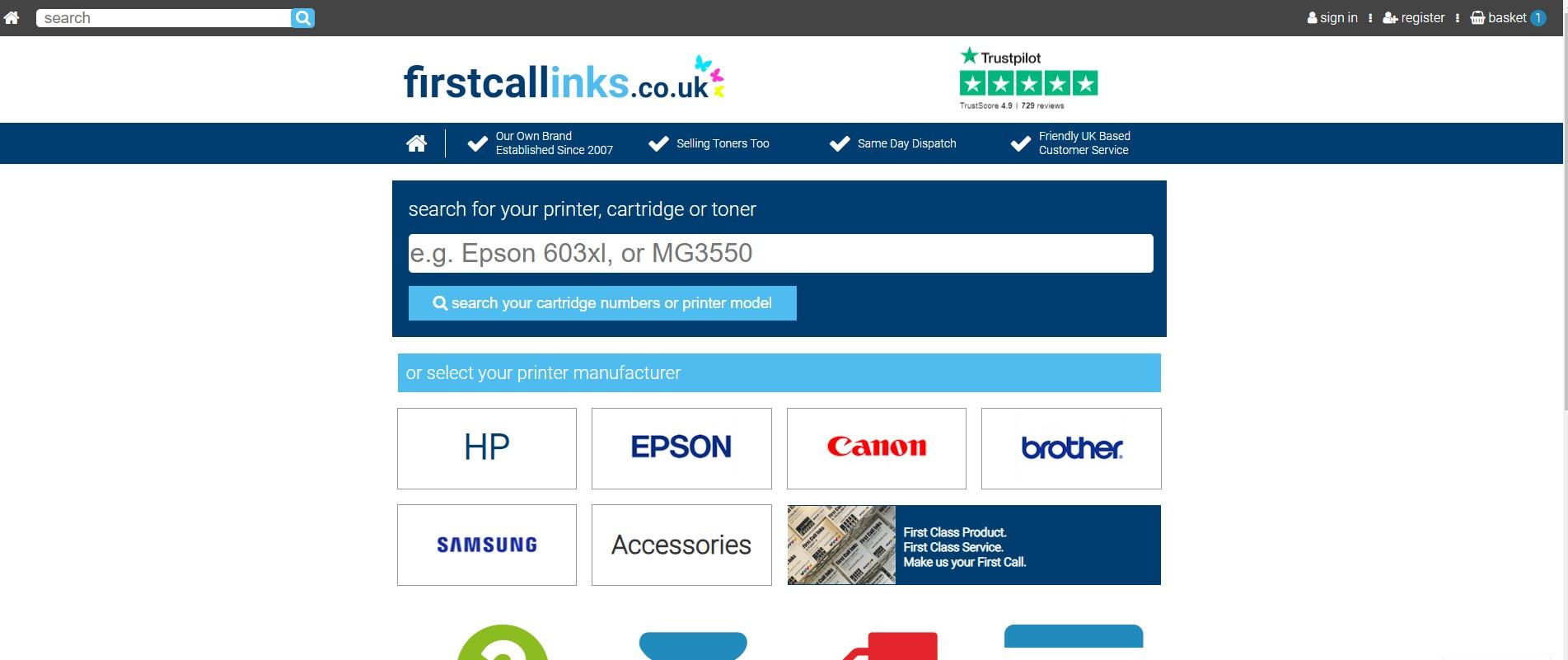 First Call Inks, Compatible Epson, Canon, Brother, HP & Ink Cartridges